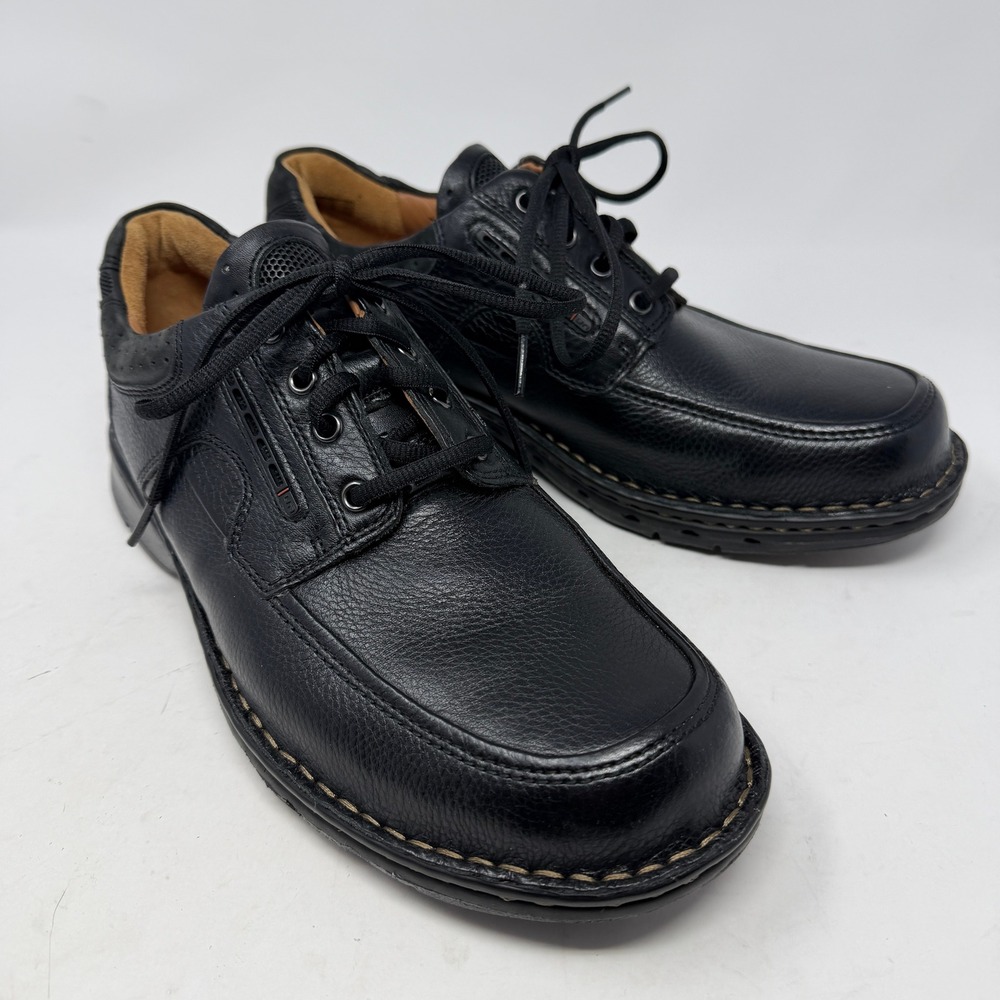 Clarks Un.Bend Oxford Mens 9 Black New Unstructured Leather Lace Up Shoes